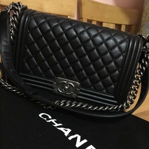 Chanel Calfskin Quilted Medium Boy Flap Black
